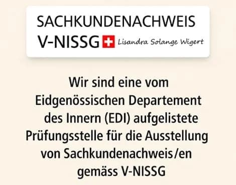Sachkundenachweis V-NISSG: vom EDI aufgelistete Prüfungsstelle Lisandra Solange Wigert
